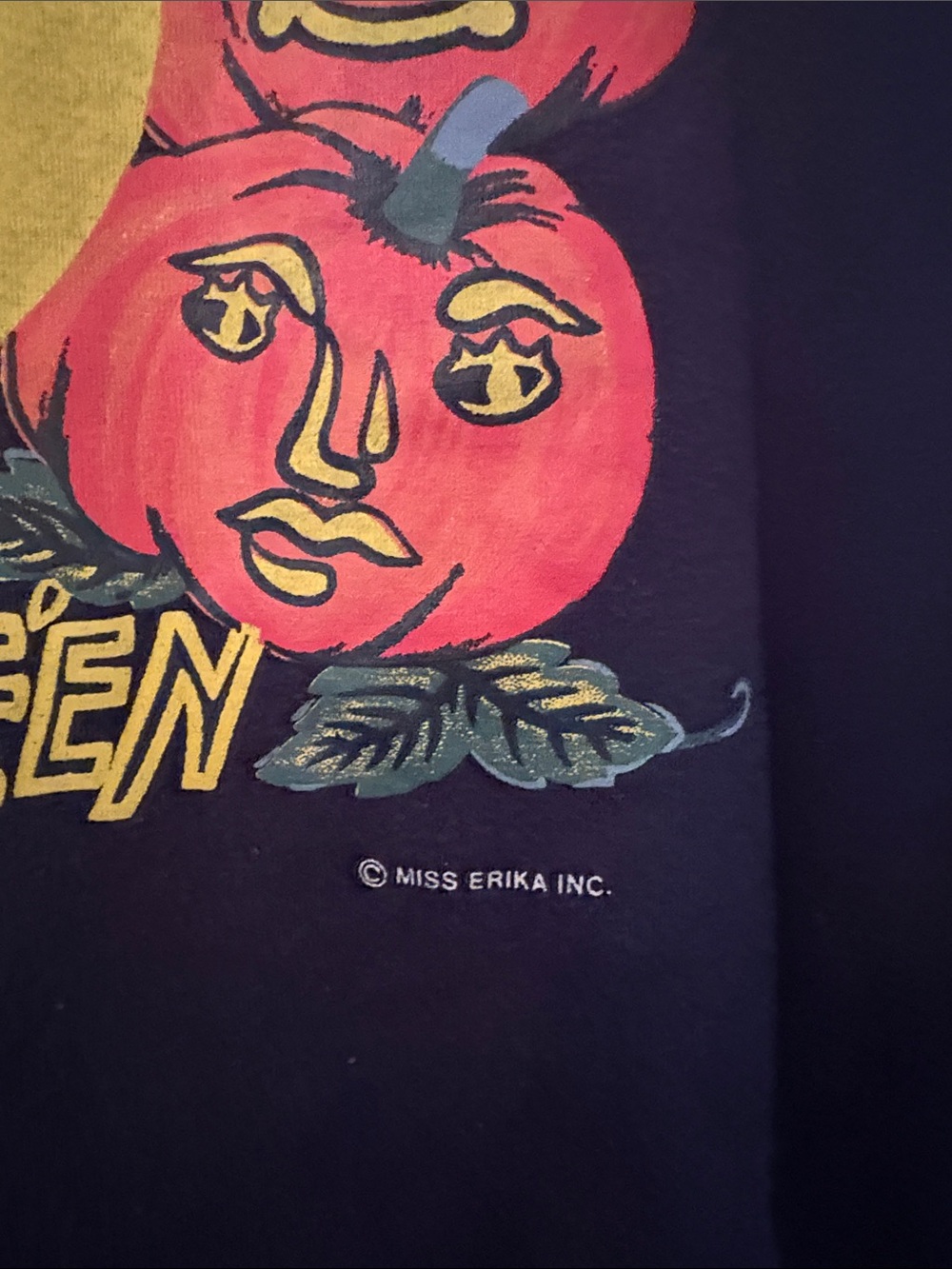 Vintage Miss Erika Happy Halloween Black Cat Sweatshirt with Orange Pumpkins - Picture 3 of 6